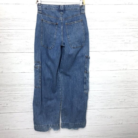 Wild Fable Jeans Wide Leg Y2K Retro Cargo Stretch size 2 length 32" - Picture 2 of 10